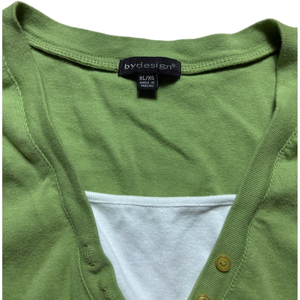 Women's By Design Green Sleeveless Layered V-Neck Tank Top Button Detail XL Y2K - Picture 6 of 11